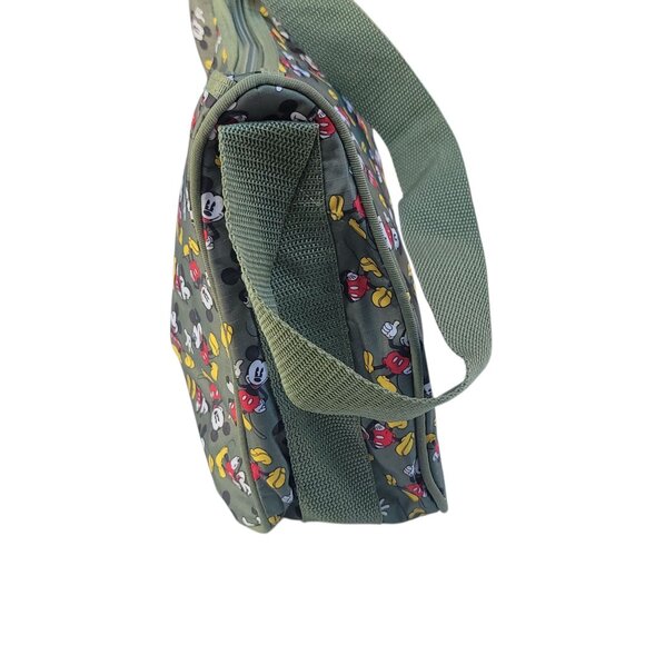 Disney Mickey Mouse Shoulder Bag Green Insulated Zipper - Picture 4 of 10